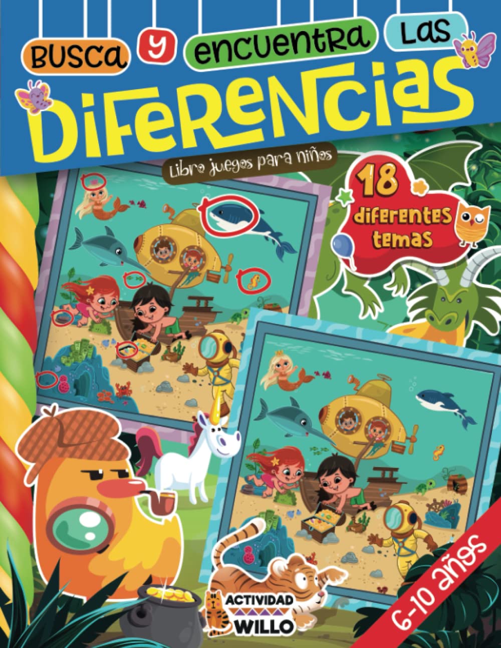 Busca y Encuentra las Diferencias niños 6-10 años: Gran Libro Juegos de mesa educativos y Actividades de Logica y observación (¡Mis Grandes Retos de Busca y Encuentra!) (Spanish Edition)