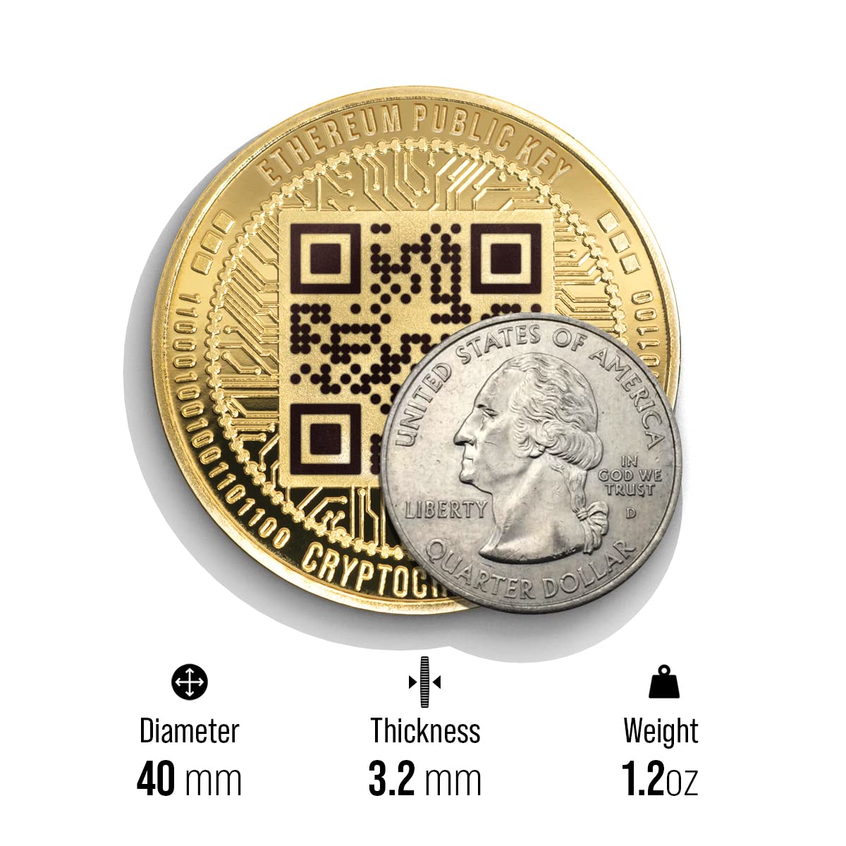 Amazon.com: Cryptochips | Ethereum (ETH) QR Coin | Custom Laser Engraved  Physical Crypto Coin for Crypto Enthusiasts (Silver) : Office Products