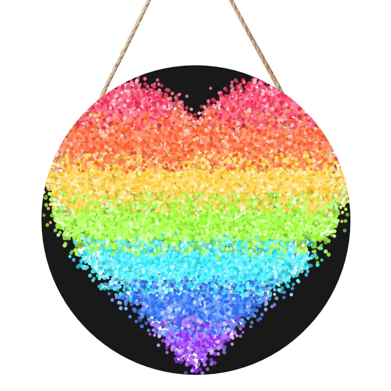 InOmak Lgbt Gilter Rainbow Gay, Round Wood Panel Painting 12 in, Wall Hanging Painting For Home