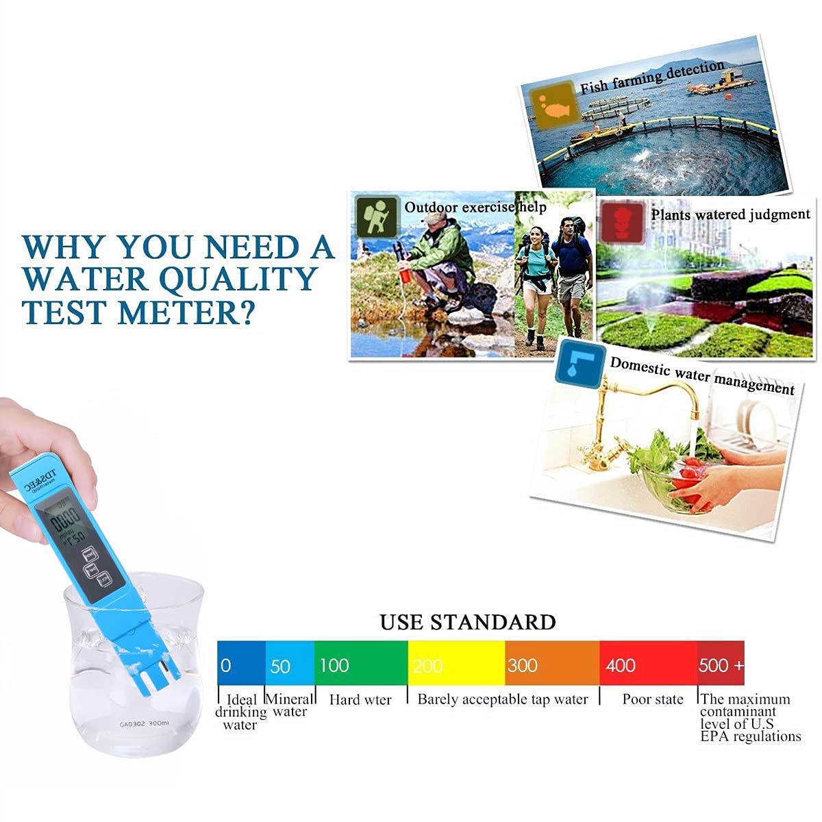 DollaTek Przeno?ny cyfrowy miernik pH LCD 3 w 1 TDS EC tester pióro czysto?? wody filtr PPM z 4 ró?nymi trybami tester poziomu wody