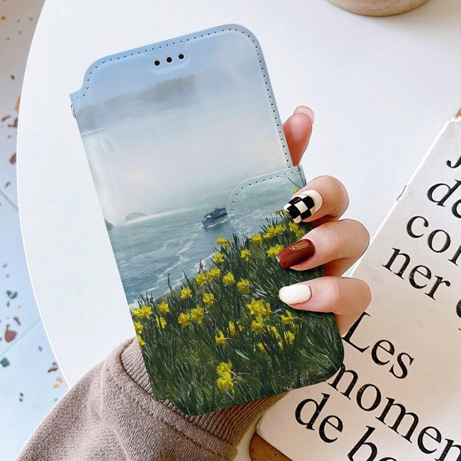 Niagara Falls Waterfall Compatible with iPhone 16/16 Plus/16 Pro/16 Pro Max/16 E Case Phone Wallet Card Holder Flip Cover with Wrist Strap