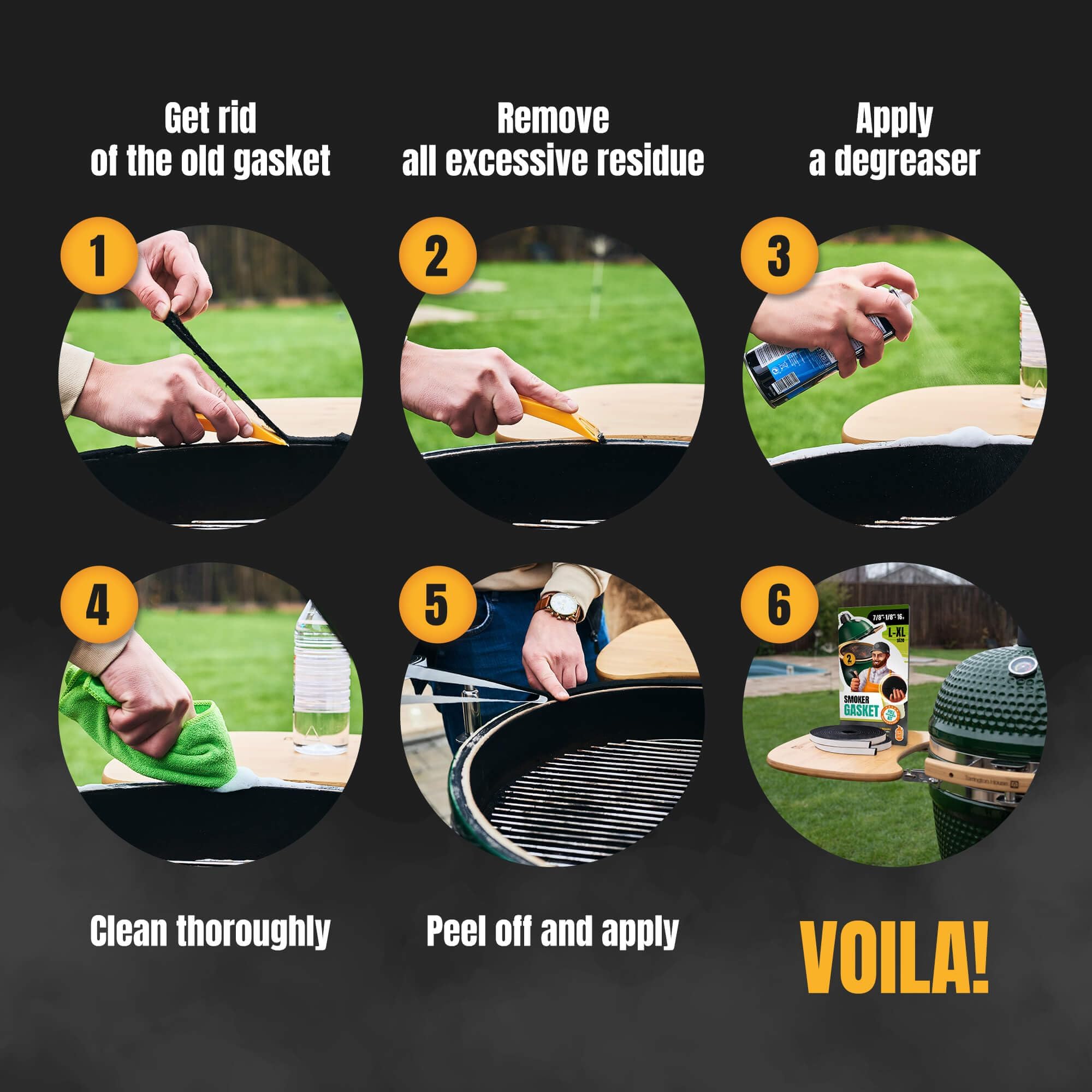 Big Green Egg Gasket Replacement S-M - 2-Pack x 5 FT Smoker Gasket Seal - BGE Gasket 3/4" x 1/8" Felt - Big Green Egg Accessories & Parts for Grill by Smoker Chef