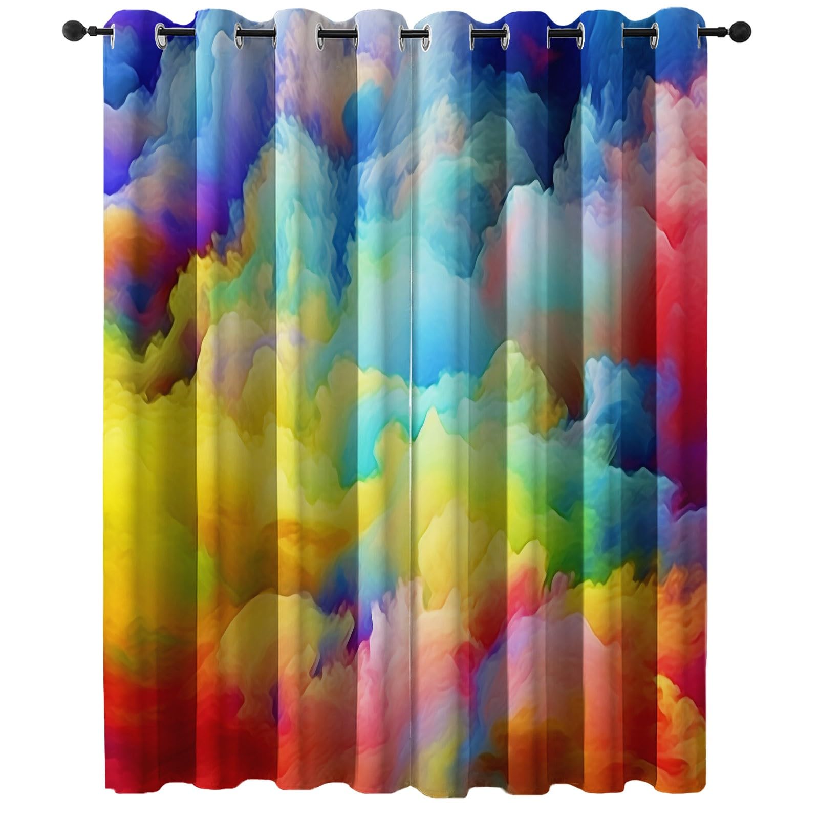 140L X 200H cm (2 Panneaux) Rideau Occultant Thermiques à Oeillets pour Chambre, Coloré Motif Surréalisme Abstrait Nuages Rideaux Salon pour Chambre Enfant Fille Garcon Rideau