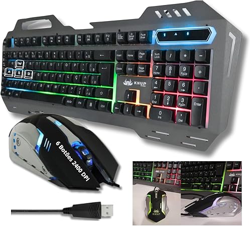 Teclado e Mouse Gamer com Iluminação KP-2054 Cinza