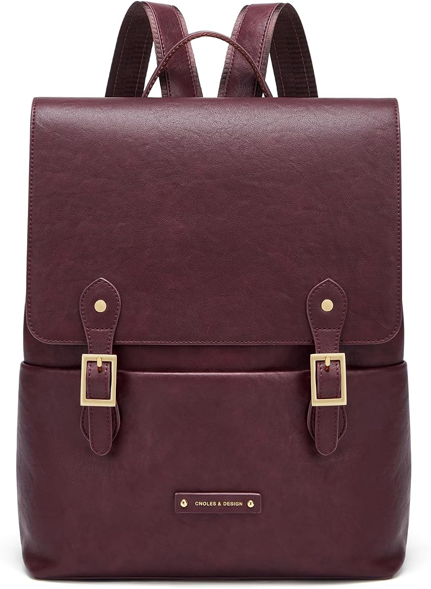 Cnoles Women Leather Backpack Purse Fashion Vintage Casual Travel Bag | Genuine Leather And Vegan Leather, Large Capacity Fits 13 inch Laptop, Ideal Gift For Work, Travel Or Daily