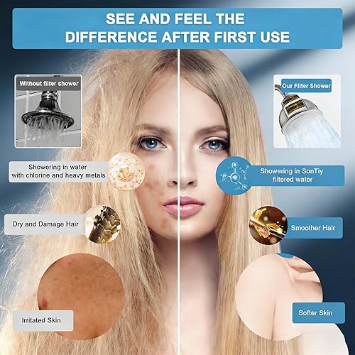 Miniatura 3 de Cabezal de ducha de acero inoxidable con filtros, duradero y a prueba de óxido, cabezal de ducha filtrado con cartucho de filtro de alta capacidad