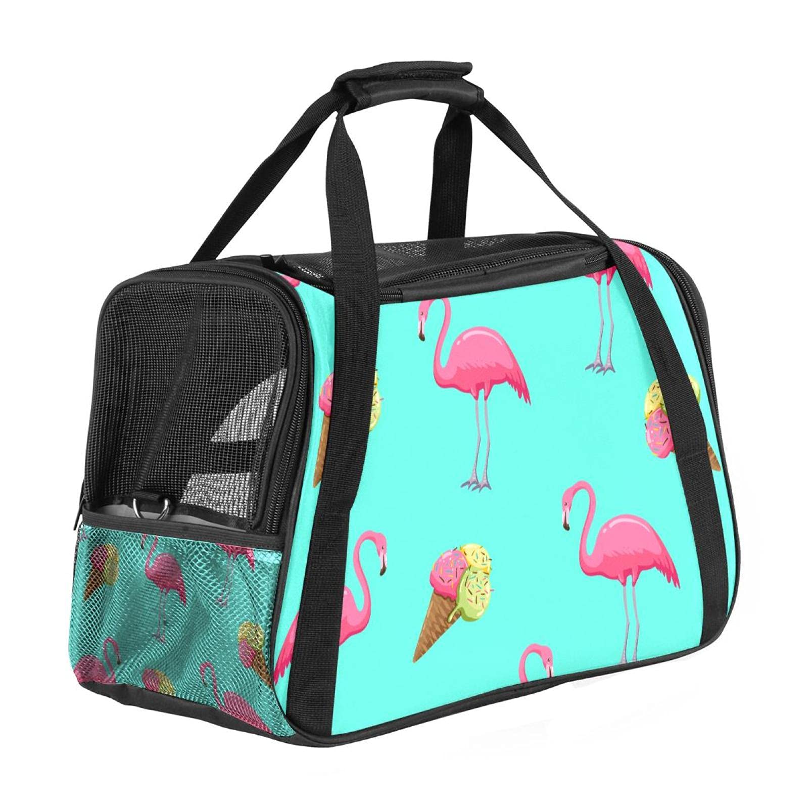 Sac de transport pour chien en avion avec motif flamants roses