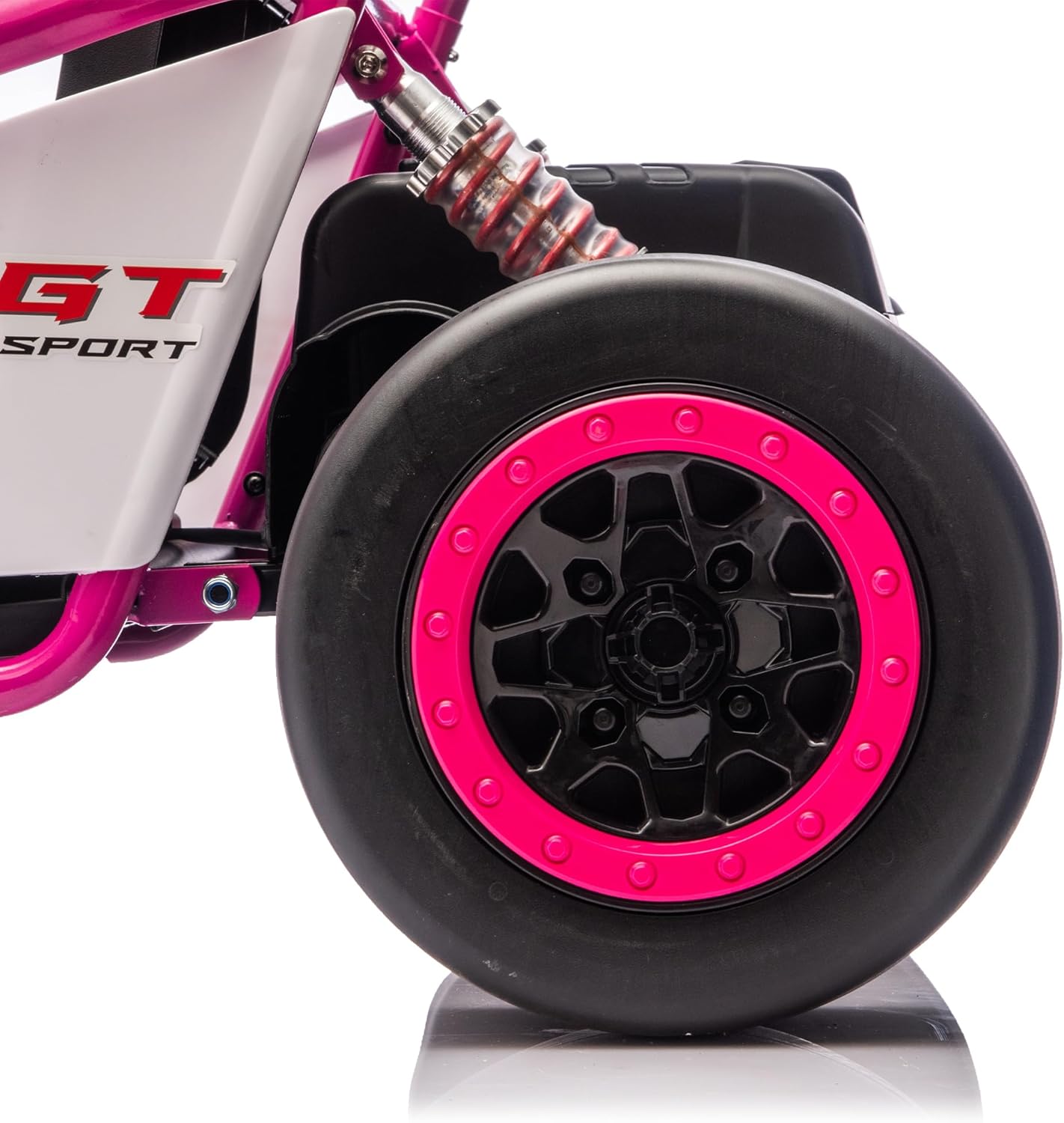 24V 8.5 MPH Electric Go Kart for Kids, 400W Powerful Drift Kart w/Front EVA Wheel & Metal Frame, Ride on Toy w/Music & Lights, Suspension, 2 Speed, 5 Point Harness, Crazy Cart for Ages 6+, Pink