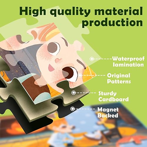 Miniatura 3 de Rompecabezas magnéticos para niños de 3 a 8 años, 60 piezas de rompecabezas y libro de combinación magnética de tres pliegues, juguetes educativos