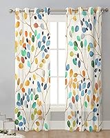 Vista 2 de Cortinas traslúcidas de acuarela de 84 pulgadas de largo, juego de 2 paneles de cortinas para cocina, dormitorio, sala de estar, puerta, pasillo