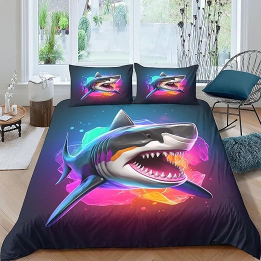 ZTSBNRTOP Sharks Duvet Cover 3 PCS Hotel Quality Quilt Cover Bedding
