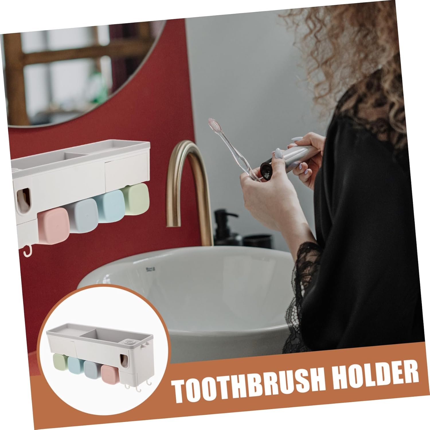 Automatic Toothpaste Dispenser with Wall-Mounted Toothbrush Holder Rack for Bathroom Organization Space-Saving Toothbrush Stand for Home Kitchen Hotel Use Easy Installation and