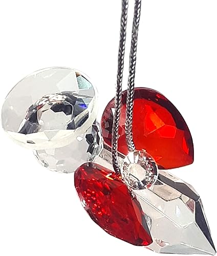 Miniatura 1 de Ángel de la guarda de cristal rojo, atrapasamos, hecho a mano de 1.96 pulgadas de largo, ventana, flor, automóvil, decoración del hogar, adorno de