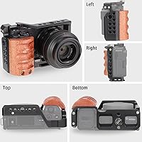 Vista 3 de Leftfoto Jaula de metal mejorada con mango de madera para Sony Alpha ZV-E10 Accesorios de grabación de video, micrófono de zapata fría/extensión