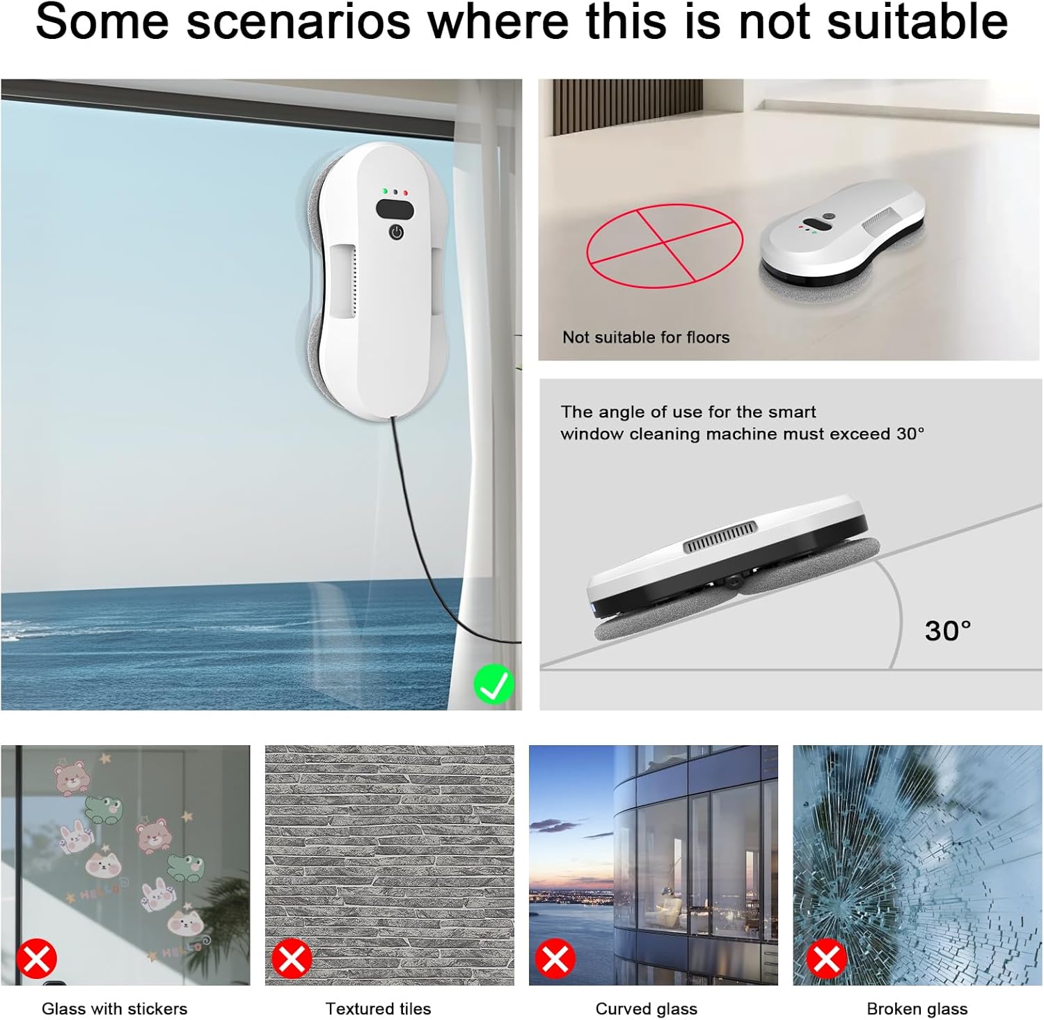 Window Cleaning Robot, Automatic Window Cleaner Robot with Dual Spray-50ml Tank, Edge Detection, Intelligent Path Planning, 3000pa Strong Suction, Anti-Drop Protection