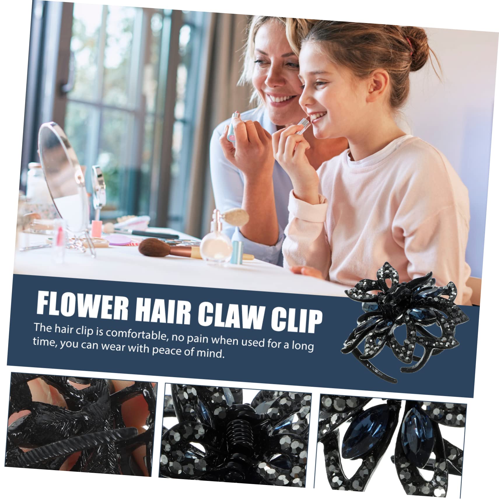 FOMIYES 5piezas Pinza De Pelo Diseño De Flor Horquilla Decorativa Para Mujer Clip De Uñas Antideslizante Adorno De Rhinestone Para Maquillaje y Cocinar