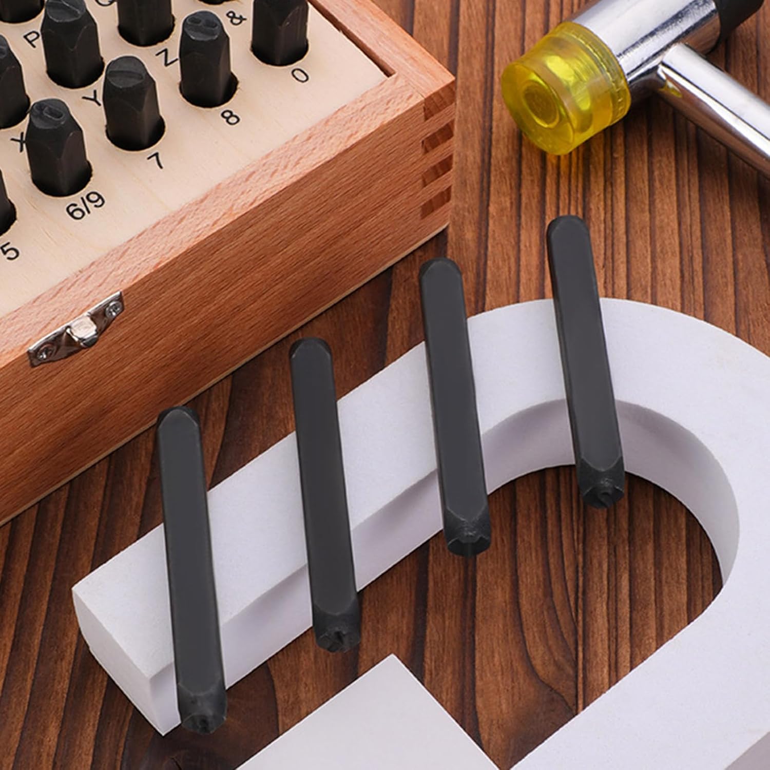 36Pcs Metal Leather Stamp Tool 6mm Number and Letter Punching Embossing for Carving Set