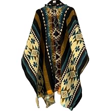 Gamboa Alpaca Wool Mexican Poncho with Hood for Men Hoodie Pancho Mens Western Hooded Serape