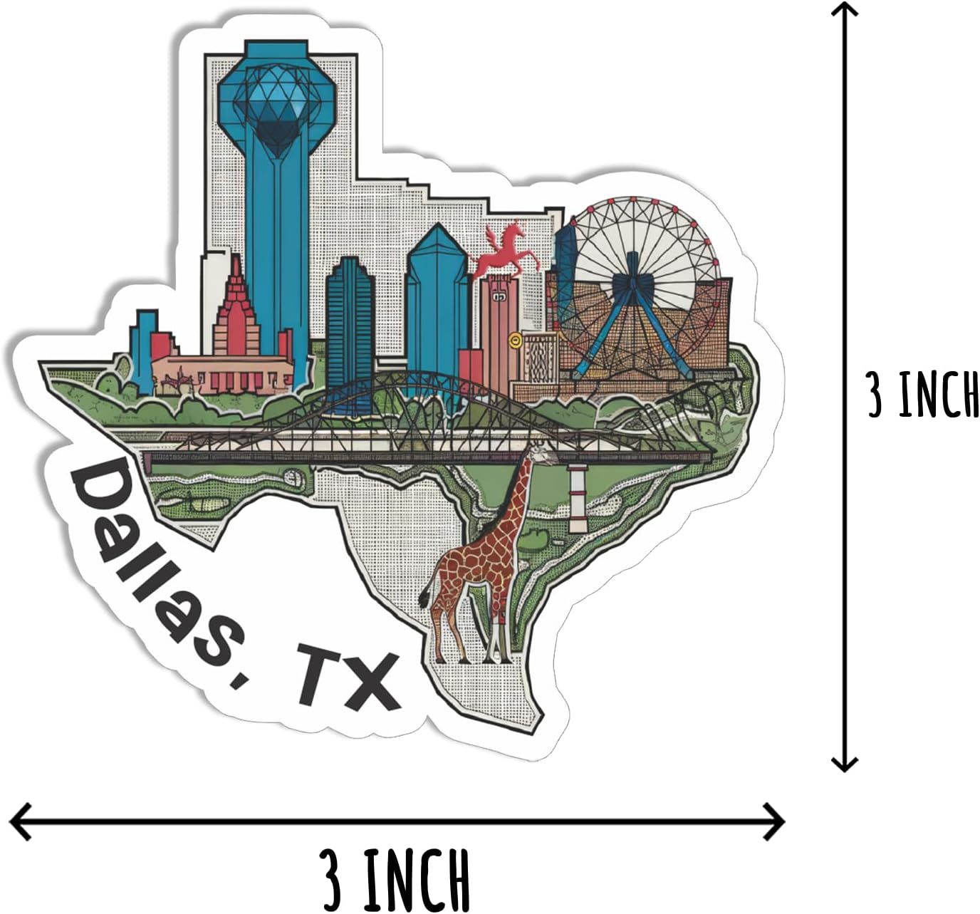3Pcs Dallas Texas Sticker - Dallas Sticker - Car Sticker - Laptop Sticker - Water Bottle Sticker - Dallas Skyline Sticker - Travel Sticker - Image 2