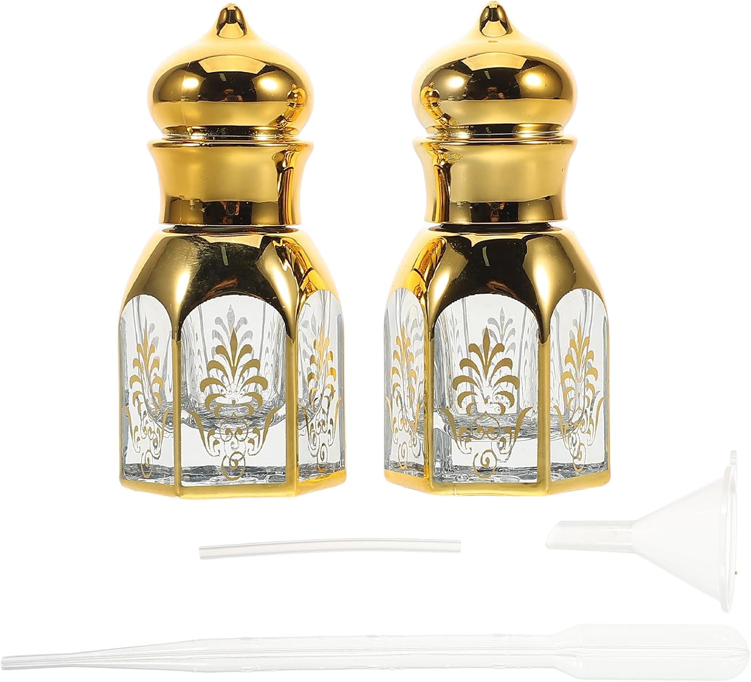 LIFKOME 2pcs Vintage Glass Roller Bottle for Essential Oils, Container | Golden Finish, Leakproof Seal, Shockproof Portable Design, Aromatherapy Use