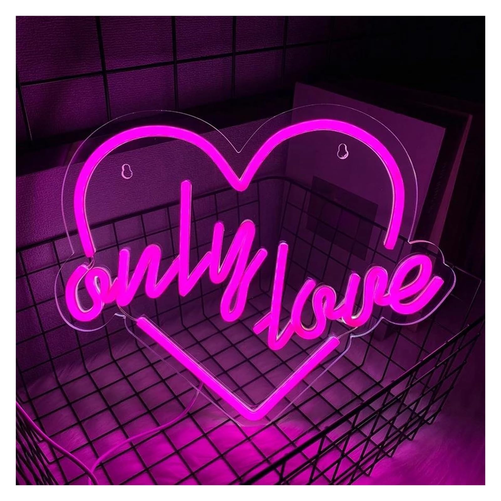 LEMST Signs Lamp Only Love Neon Sign Pink Letter Light Dimmable USB Powered for Bedroom Wedding Anniversary Valentine's Day Wall Decor 35.2cmx30.1cm