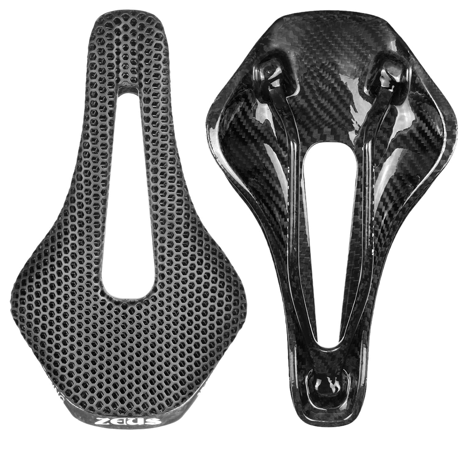 3D Printed Full Carbon Fiber Bike Saddle,Breathable/Waterproof/Light Unisex Cushion Seat for BMX, MTB & Road-Black
