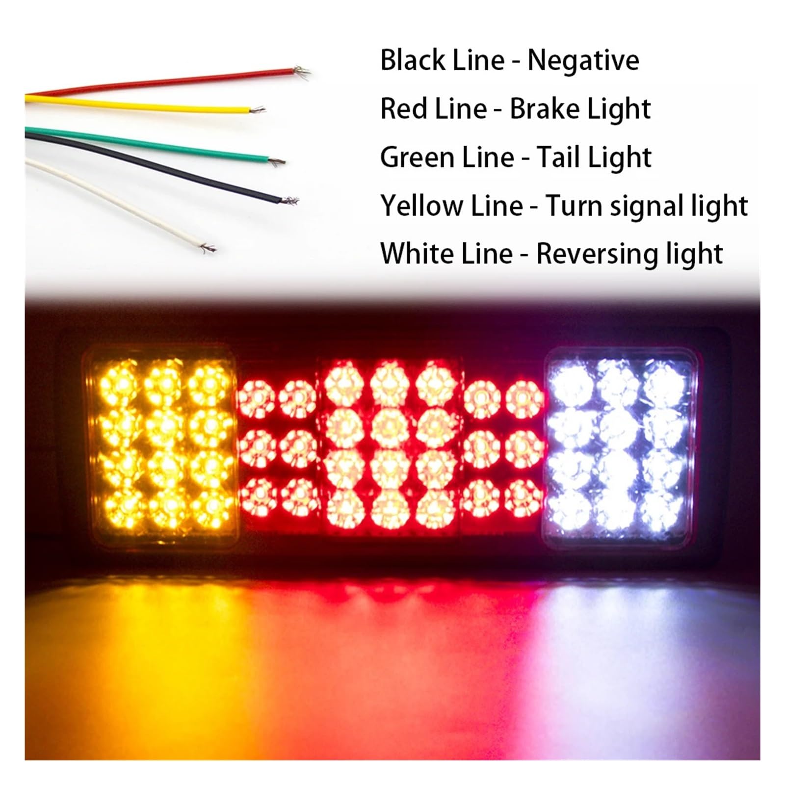 Genérico luces traseras del coche Par de remolque coche 24V 48 LED para camión, luz trasera, parada freno, para giro trasero para señal, 5 funciones