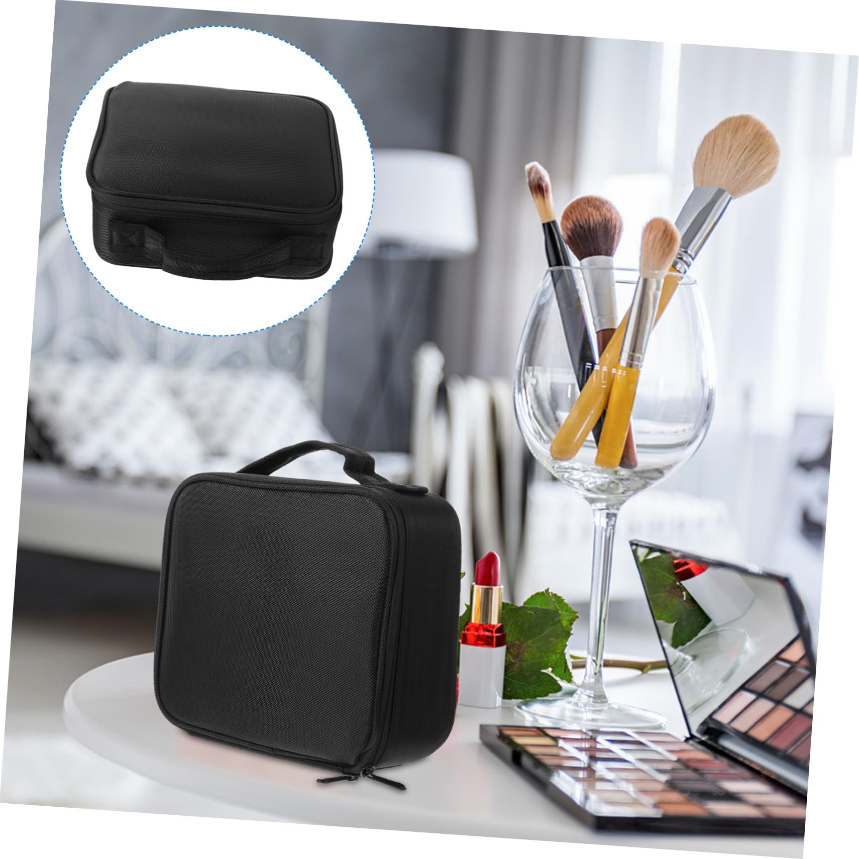 Gatuida Tragbarer Kulturbeutel Mehrlagig mit Griff Reise Kosmetiktasche für Damen Herren Teenager Toilettenartikel Organizer Schwarz