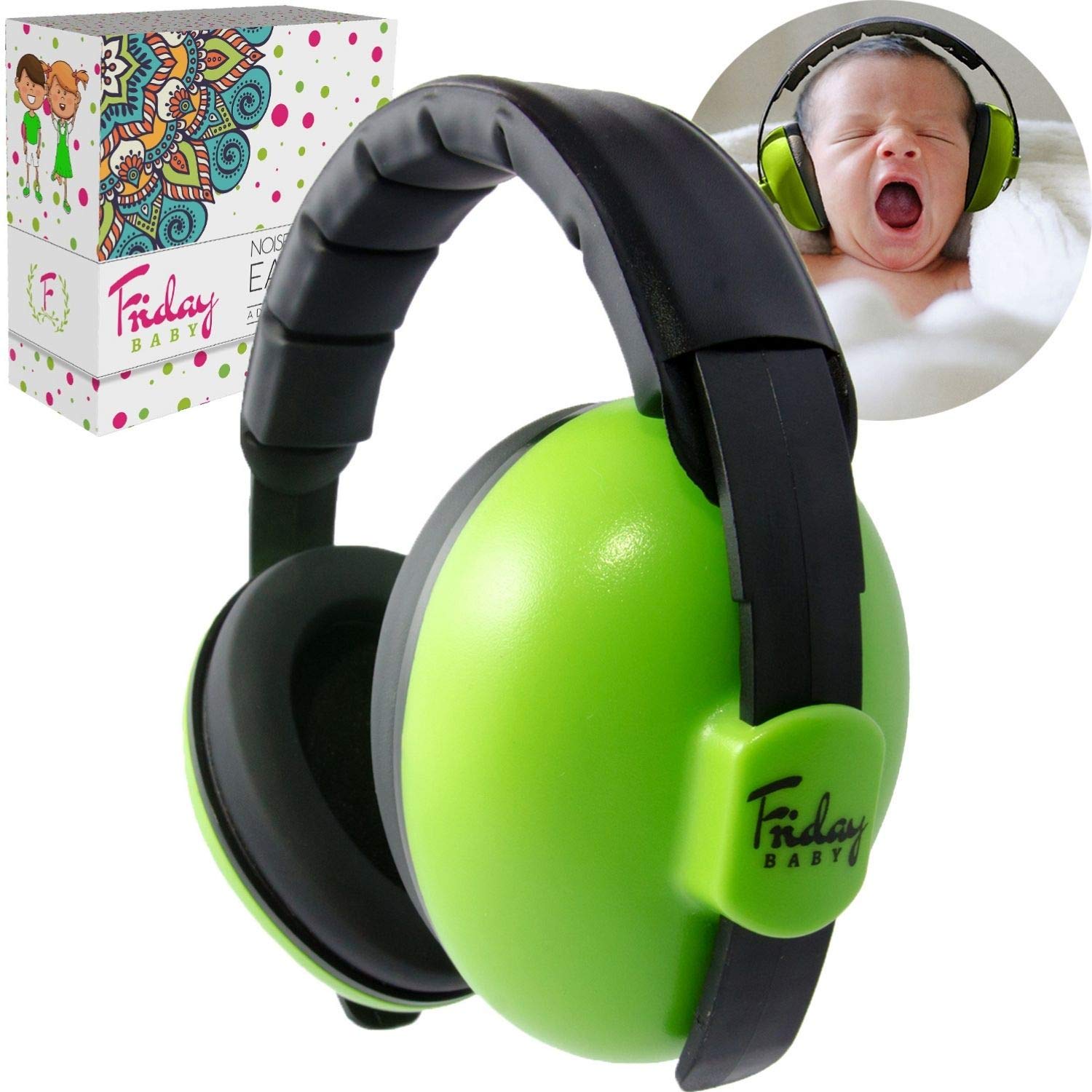 Newborn Baby Ear Protection by FridayBaby - Comfortable and Adjustable Noise Cancelling Headphones for Babies, Toddlers & Infants | Baby Headphones Noise Reduction for Concerts Fireworks (0-2+ Years)