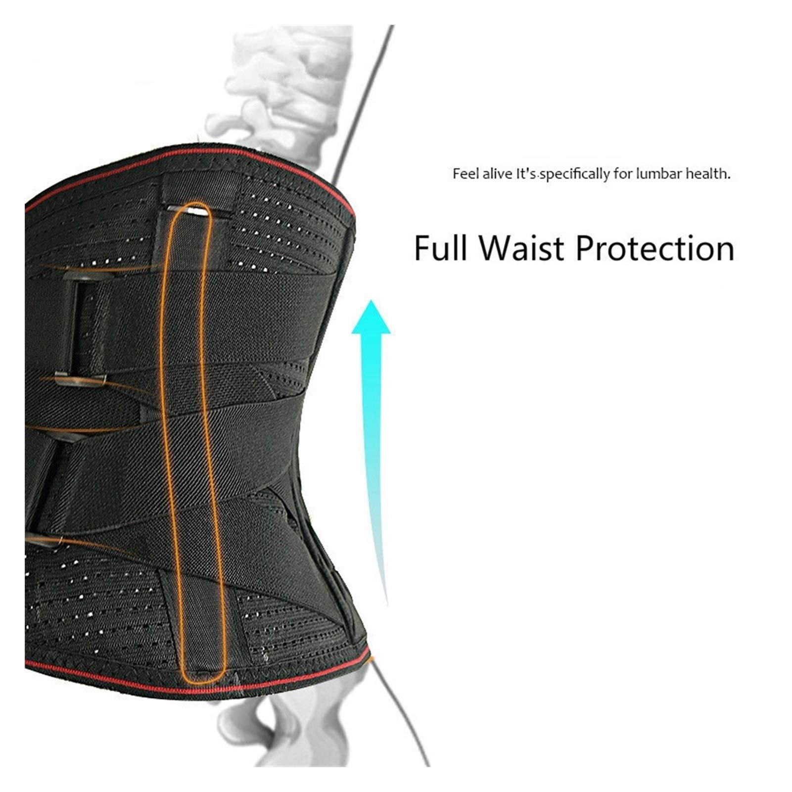 DSMYYXGS - Cinturón de cintura para gimnasio, alivio del dolor de espalda, correas lumbares ortopédicas, transpirable, doble correa ajustable, Faja Lumbar (tamaño: grande)