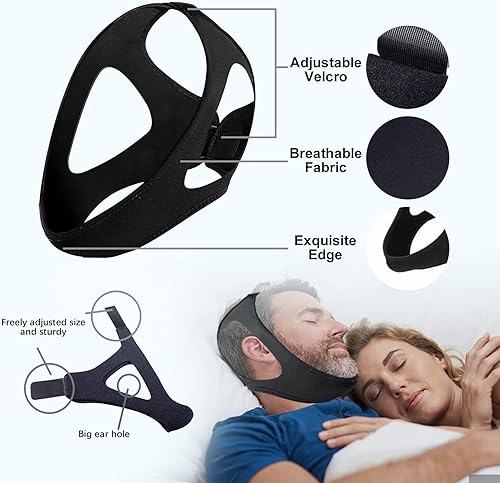 Miniatura 3 de Correa de barbilla antironquidos, dispositivos antironquidos, correa de barbilla transpirable para ronquidos, correa de barbilla ajustable