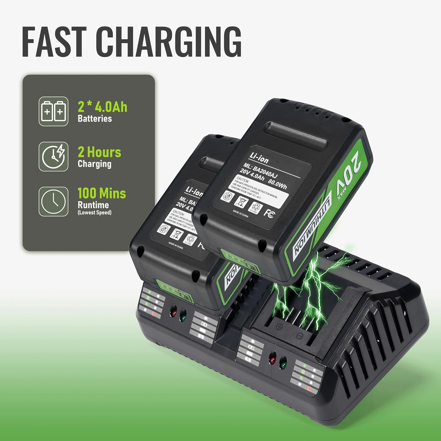 Cordless Brushless Leaf Blower, 5 Speed Modes, 2 x 4.0Ah Batteries can be Used and Charged Simultaneously, 620MPH, 150CFM Leaf Blower, 2 Nozzles, 23000RPM Motor, Use for Lawn, Yard, Leaves, Dust, Snow - Image 2