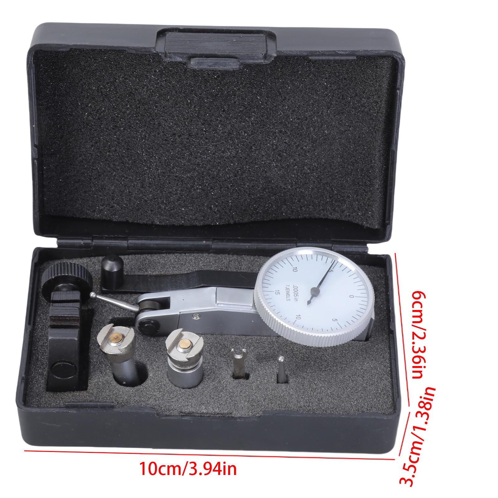 Palancas indicadores de soporte de calibre de 1-1/4 pulgadas, cara blanca, calibre 0-15-0 con accesorios de montaje, instrumento de calibración mecánica