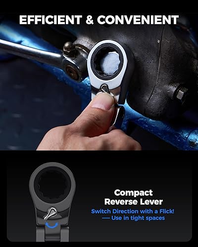 Miniatura 2 de toolant Juego de 24 llaves de trinquete, juego de llaves combinadas de trinquete de cabeza flexible con diseño de interruptor, 0.315-0.748 in y