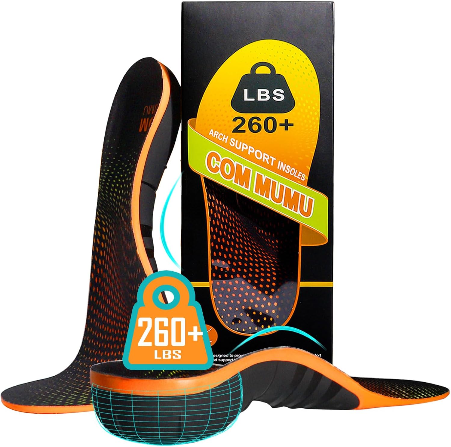 Plantar Fasciitis Insoles for Standing All Day, Heavy Duty High Arch Suppport Pain Reflief Orthotic Insert for Flat Feet Women Men Work Boots Shoe