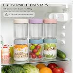 INSETLAN 16oz Glass Overnight Oats Containers with Lids – 6 Pack, Ribbed Glass Mason Jars for Meal Prep, Food Storage Containers for Chia Pudding, Yogurt, Snacks, Fruit & Vegetables, Milk
