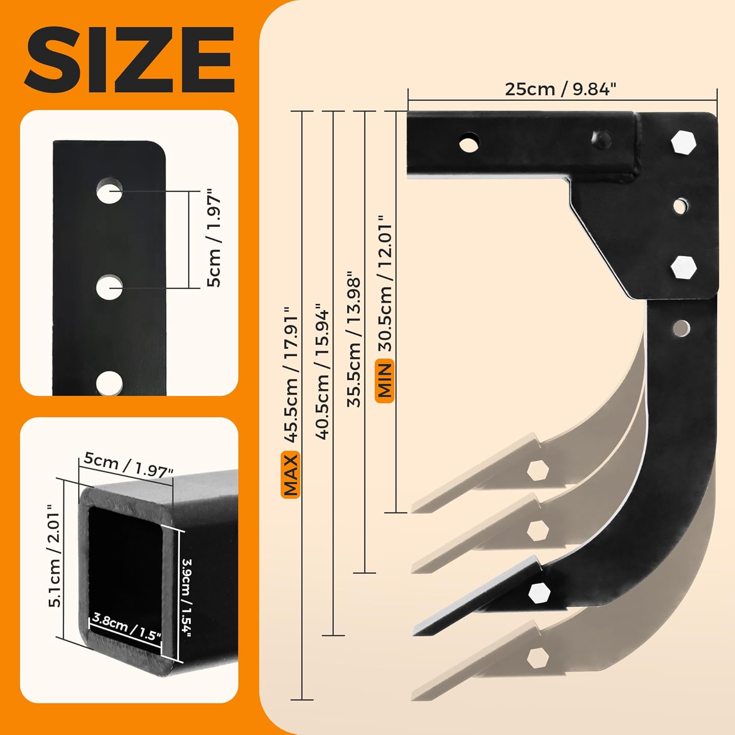 BDI Wear Parts Hitch Mounted Trencher Fits 3 Point Hitch, Heavy Duty Subsoiler, Thicken Trench Digger with 2pcs Replaceable Teeth, Hitch Mounted Ripper for Tractor Lawn Mower ATV UTV