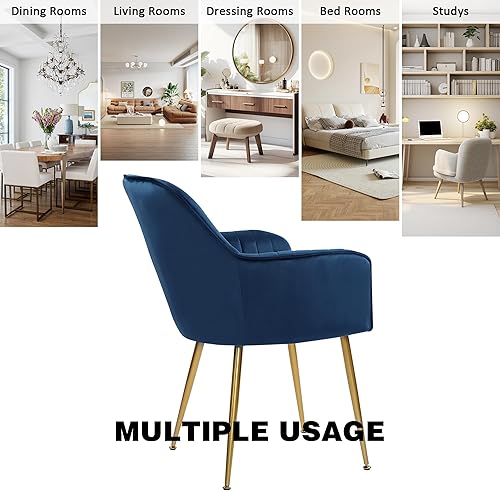 Miniatura 33 de thksbought Juego de 2 sillas de terciopelo y sillas decorativas tapizadas con patas chapadas en oro para sillas de sala de estar (gris) Conjunto