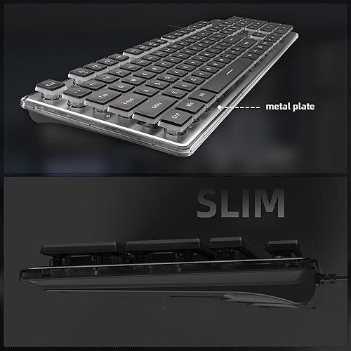 Miniatura 5 de Camiysn Teclado y mouse cremosos para juegos, negro de 104 teclas RGB y mouse RGB de 6 velocidades, teclas de pudín, teclado silencioso de