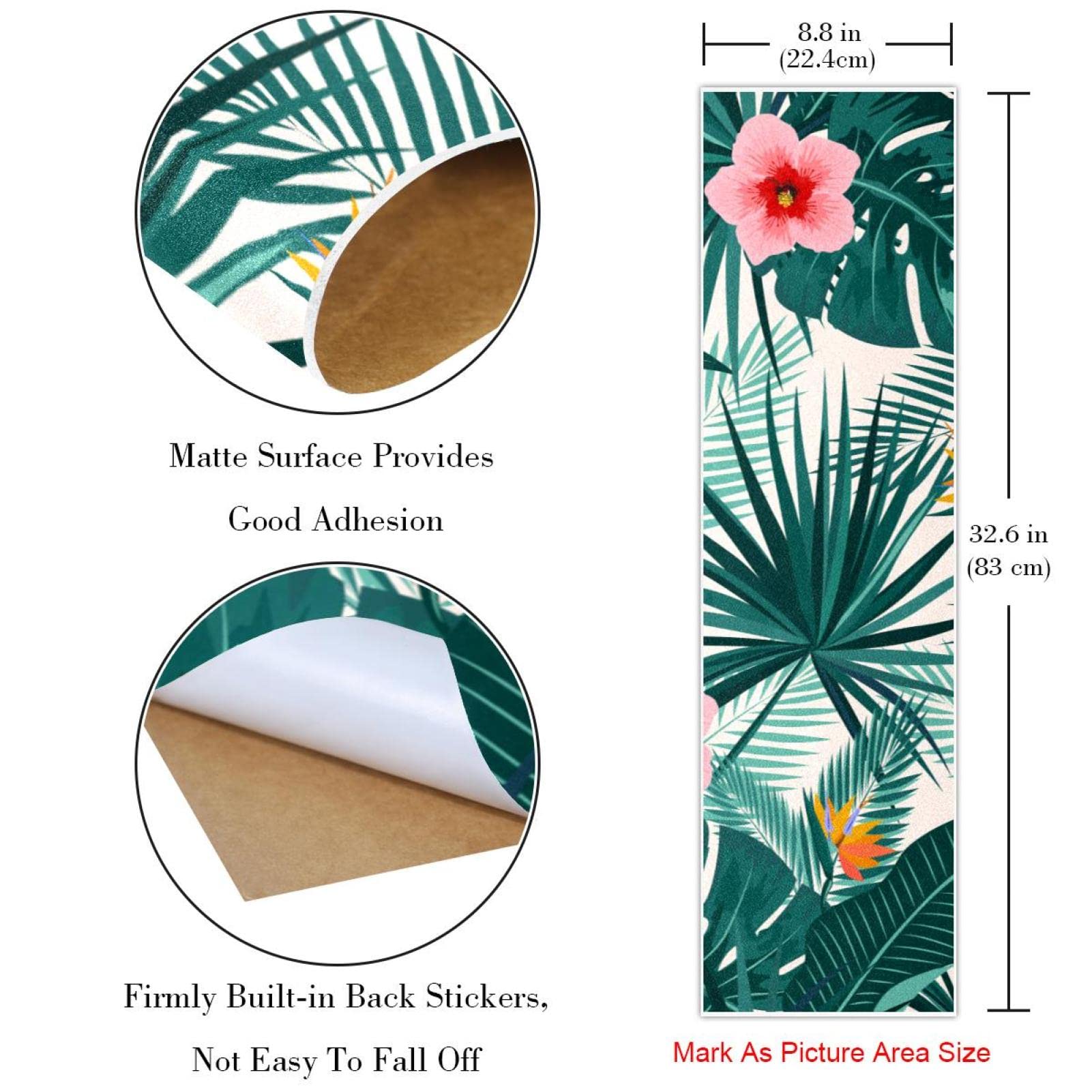 2 Stück Skateboard-Griptape mit tropischem Blumenmuster, grüne Blätter, Sandpapier, Longboard-Aufkleber, Scooter, Deck, Sandpapier