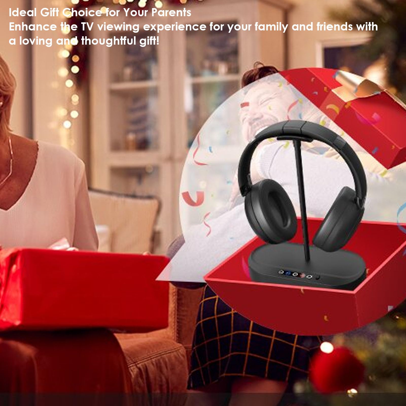 Casque TV sans Fil avec émetteur et Base de Chargement, 2.4G
