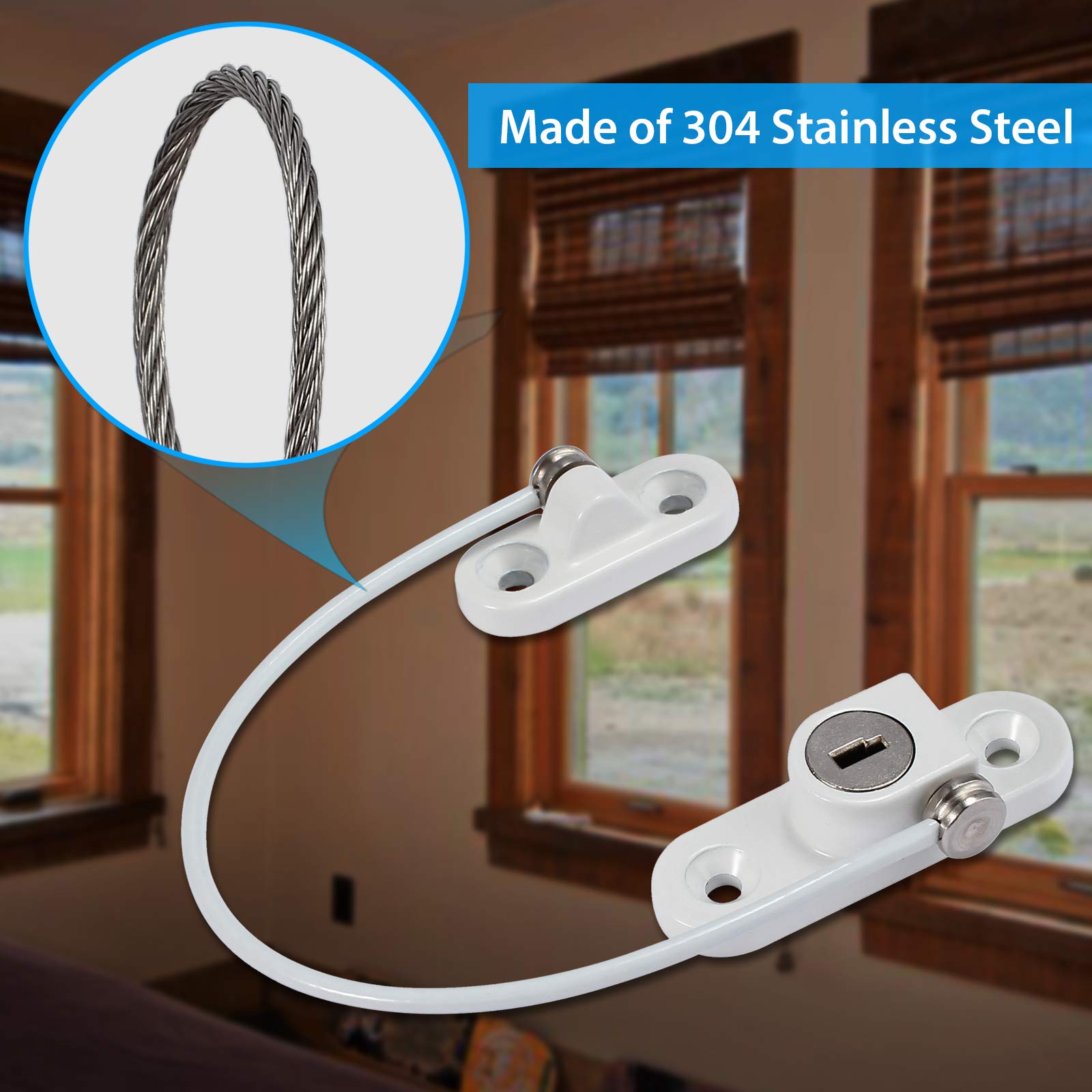 eSynic 4 PCS Window Door Lock Lockable Restrictor Child Baby Safety