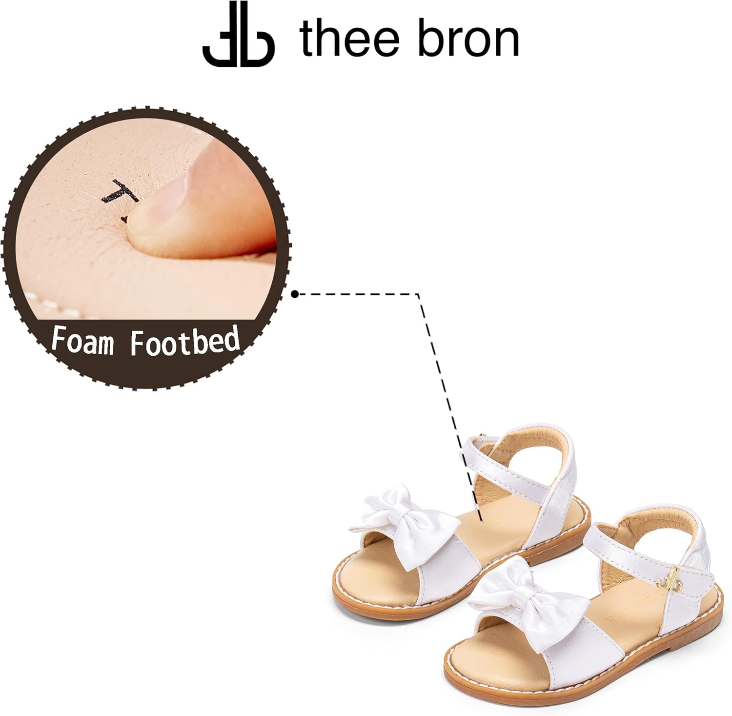 THEE BRON Toddler Girls Sandals Wedding Flower Girl Dress Shoes Summer Open Toe Flats