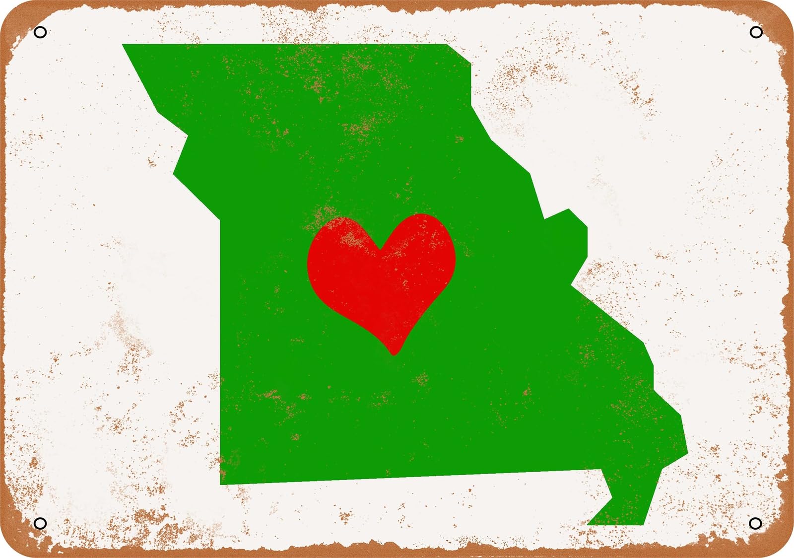 Miaomansenstore Metal Sign - Love Heart Missouri - Vintage Look Home Decor