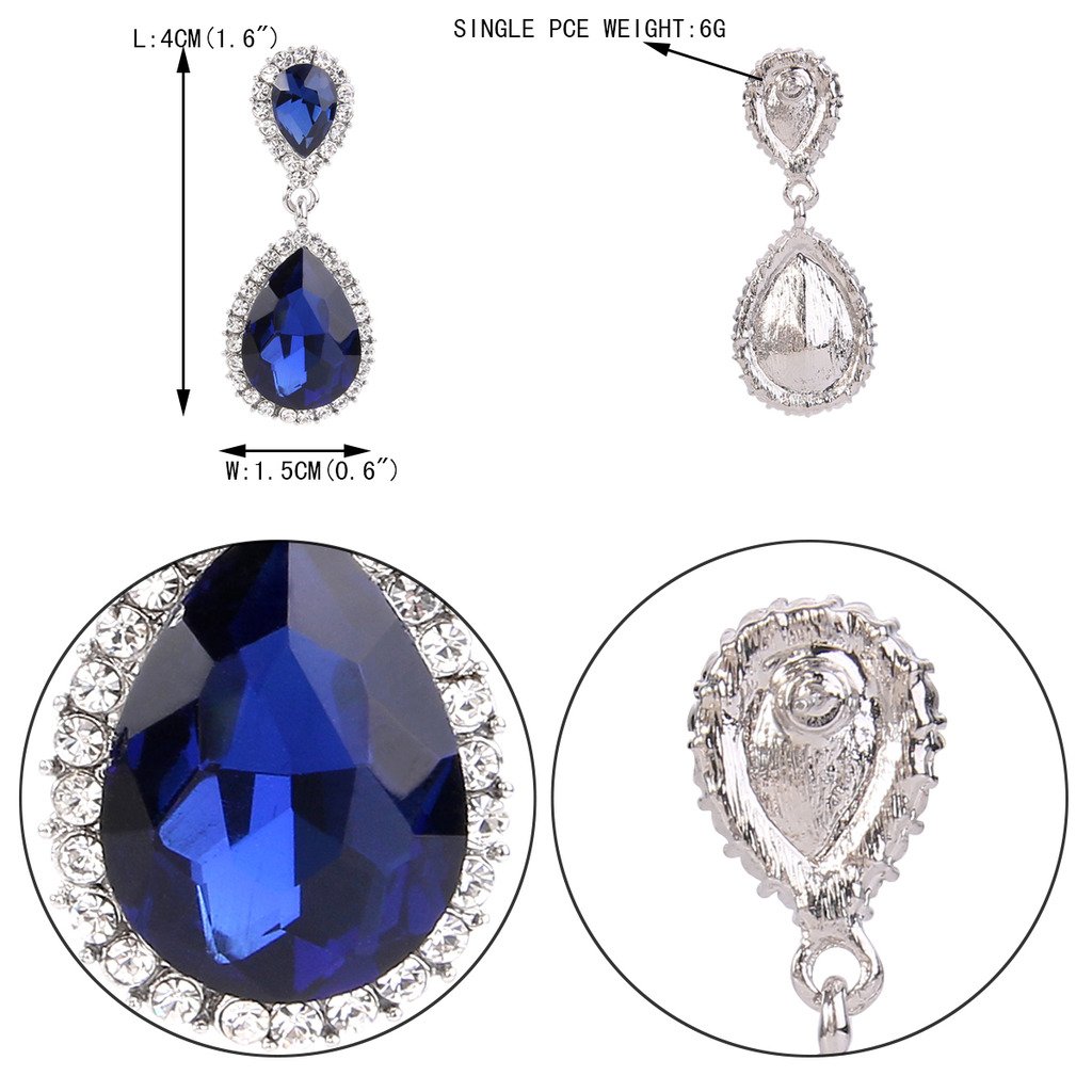 EVER FAITH Mujer Cristal Austríaco Boda Elegante 2 Lágrima Pendientes Colgante