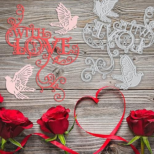 Miniatura 9 de Troqueles de fondo de corazón de metal para hacer tarjetas, flecha de corazón de ángel, flecha de Cupido, marco de corazón, troqueles de corte para