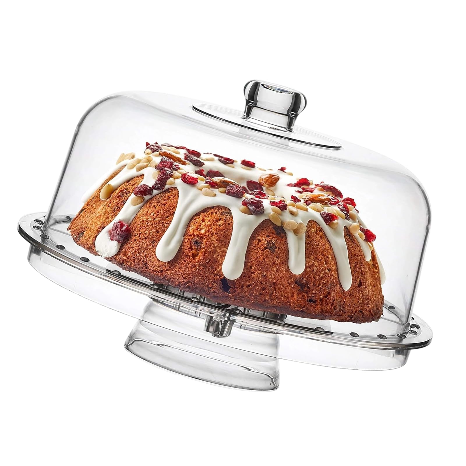 Break Resistant Acrylic Dessert Display Stand for Cakes Tarts and Pastries with Secure Base Candy and Chocolate Storage Tray