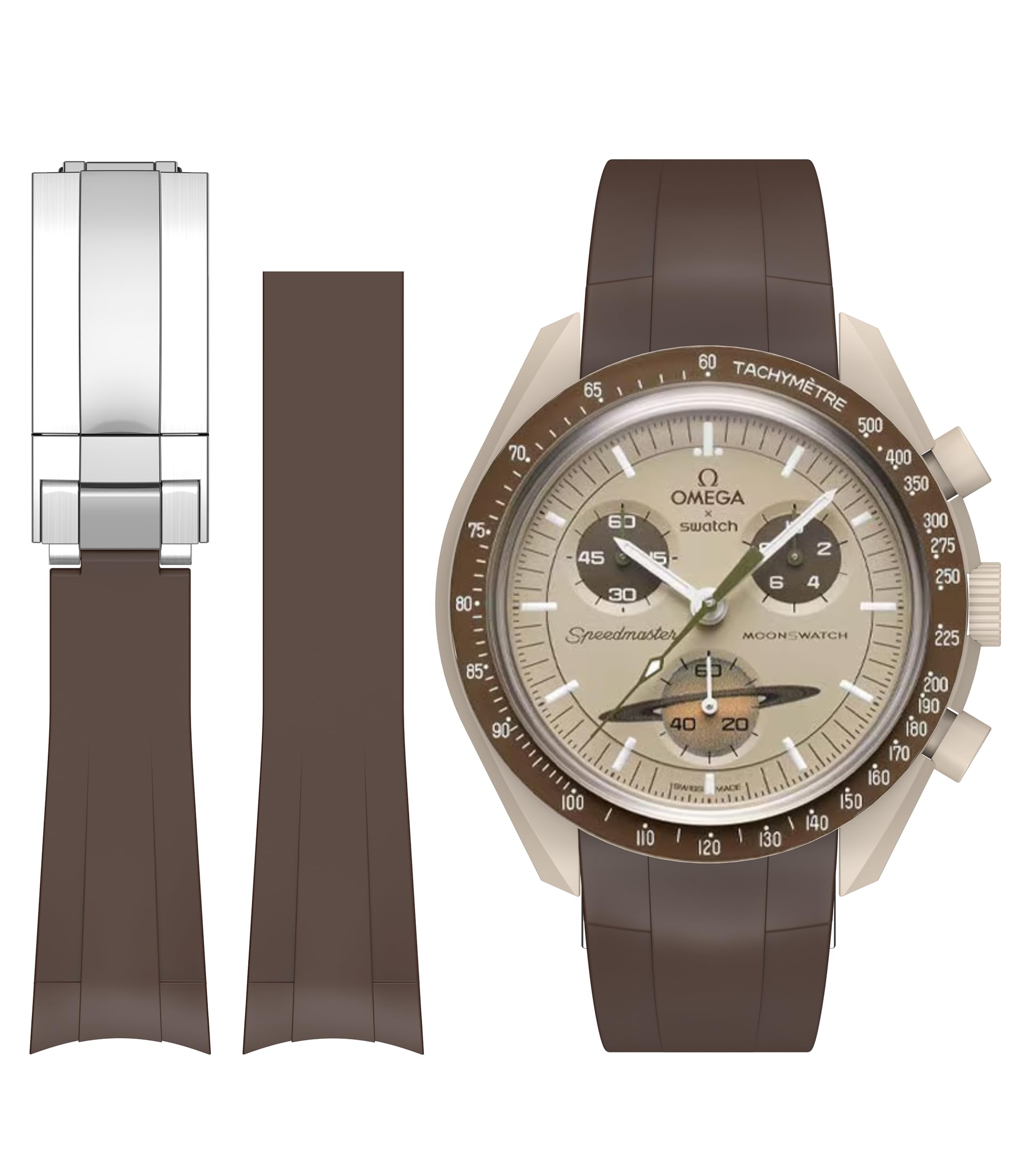 Bonace Strap for Omega X Swatch MoonSwatch/Rolex Watch/Seiko Watch/Omega x Swatch MoonSwatch Speedmaster Seamless Replacement Silicone Watch Strap 20mm