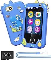 Kids Toy Smartphone, Gifts and Toys for Boys Ages 3-8 Years Old, Fake Play Toy Phone with Music Player Dual Camera Puzzle Games 8GB SD Card Touchscreen, Birthday, Kids Trip Activities