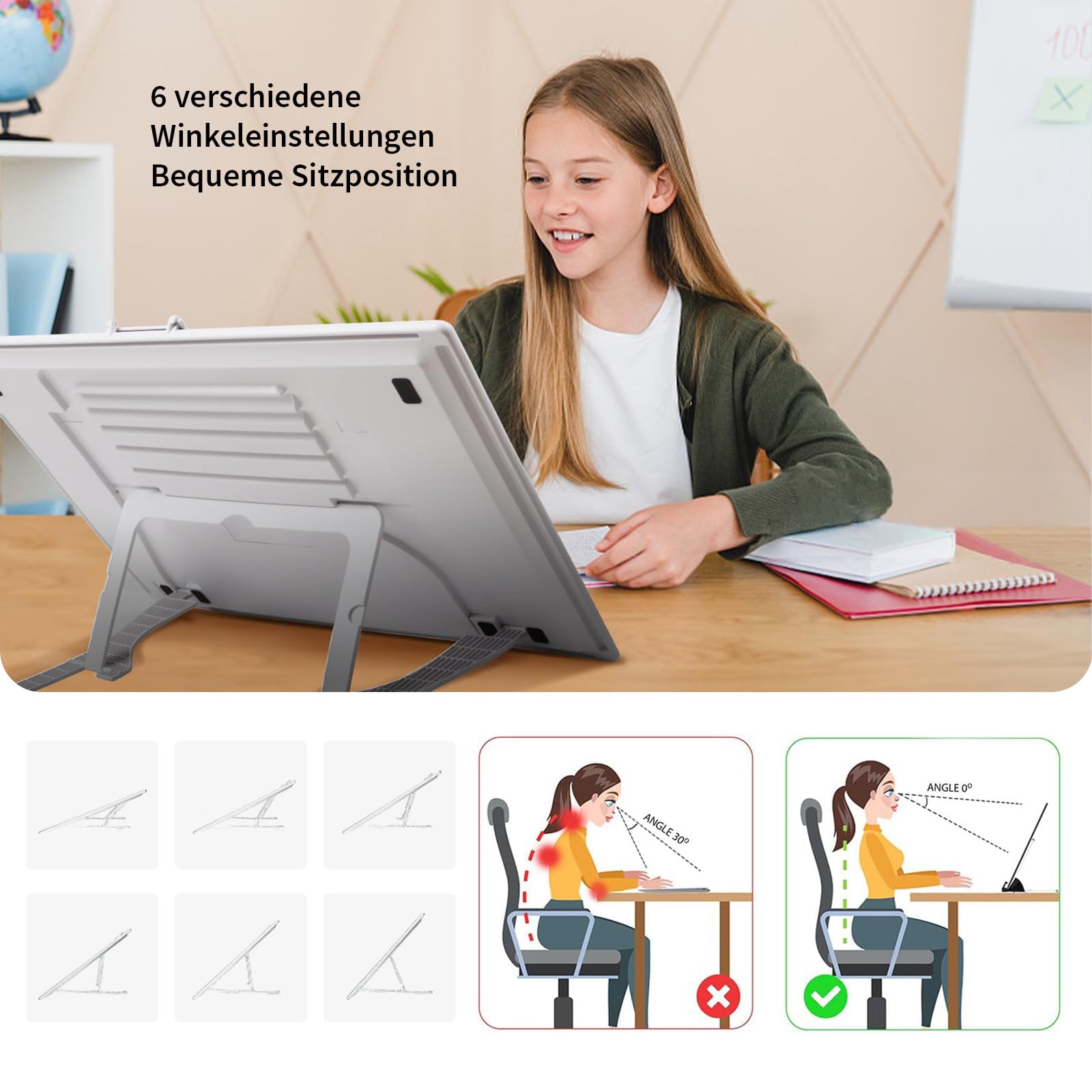 Leuchttisch A3, Tragbares Batteriebetriebene Light Pad, Wiederaufladbare Diamond Painting Leuchttisch mit Ständer, 3 Farben 6 Helligkeitsstufen Leuchtplatte für Abpausen(weiß)